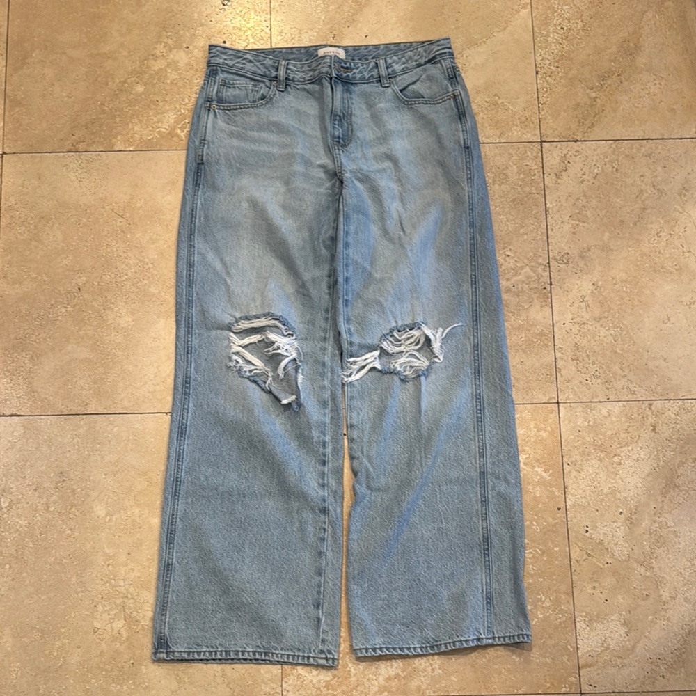 PacSun Blue Wide Leg Flare Jeans with Distressing